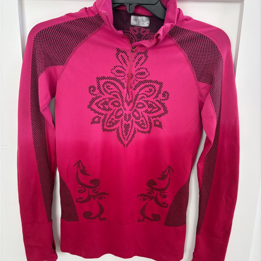 Athleta Fuchsia and Black Patterned Hoodie